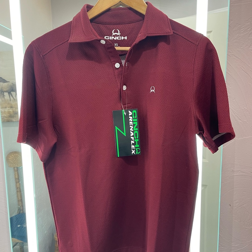 Cinch Men's Burgundy Polo Shirt - ArenaFlex